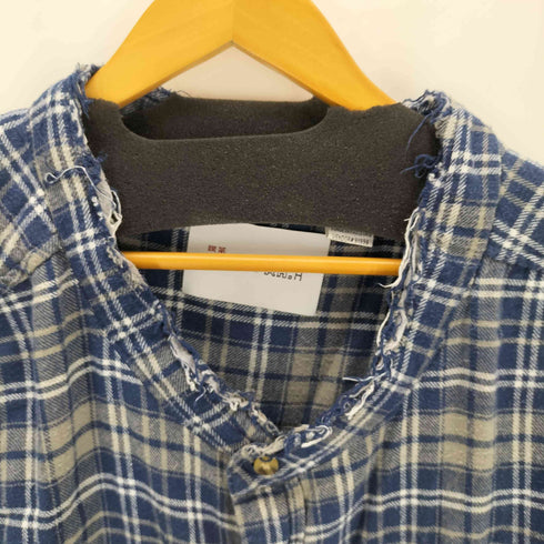キングサイズ KINGSIZE ノーカラーチェックネルシャツ メンズ  7XL